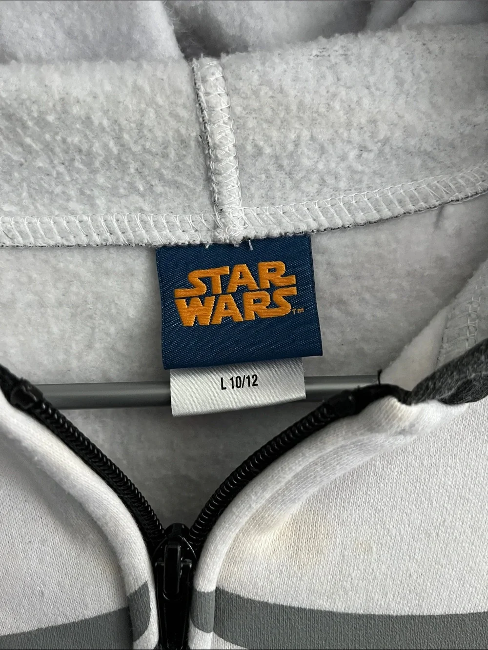 Star Wars Hoodie with Yellow Logo on Blue Tag — White & Black Accents